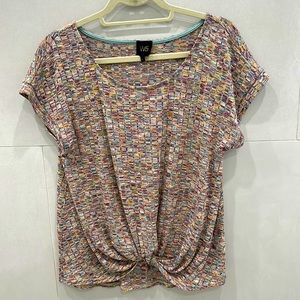 W5 by Anthropologie Multicolored Knit Top Short Sleeve Size Large
